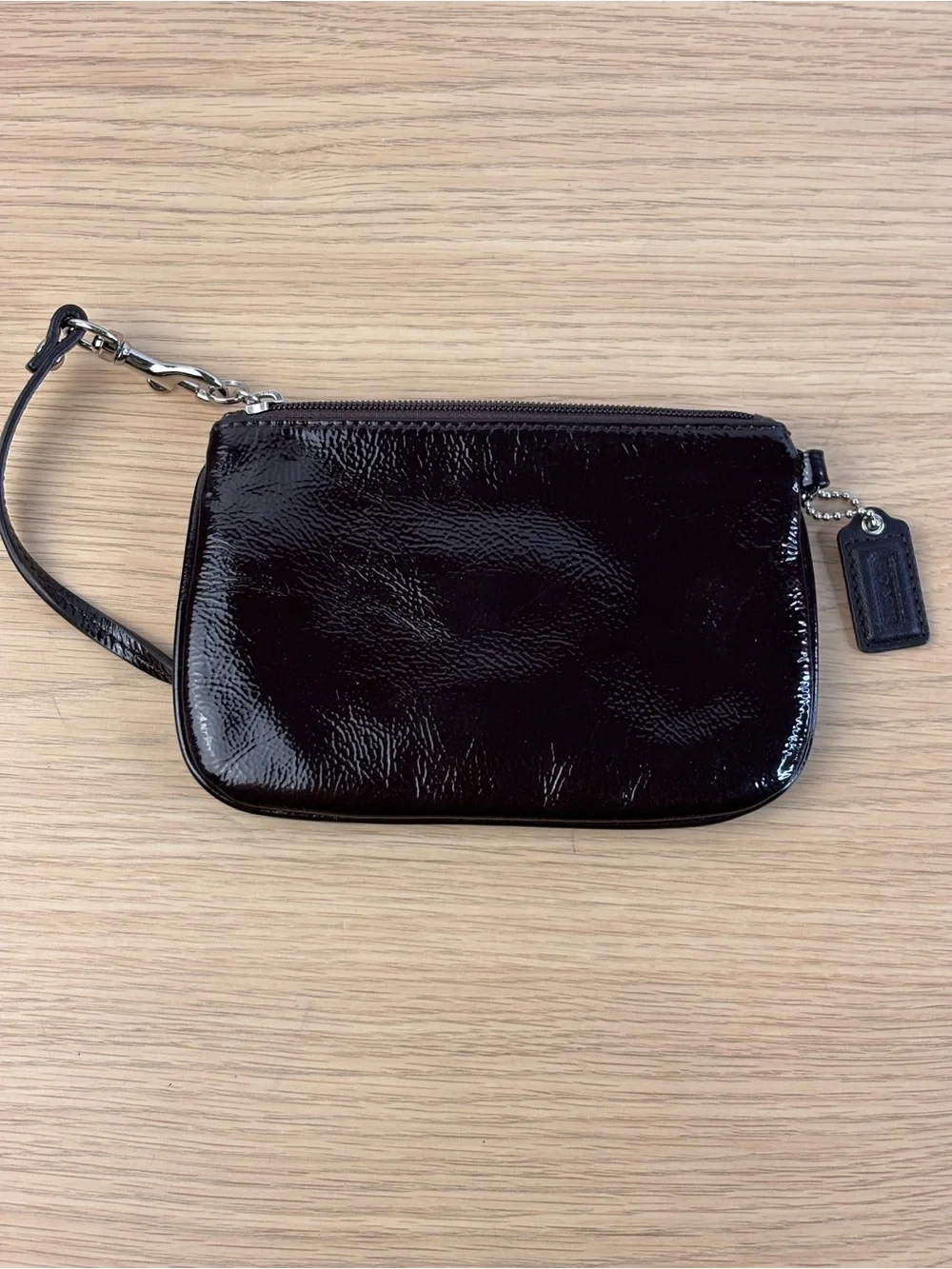 Coach Small Dark‎ Brown Patent Leather Wristlet
